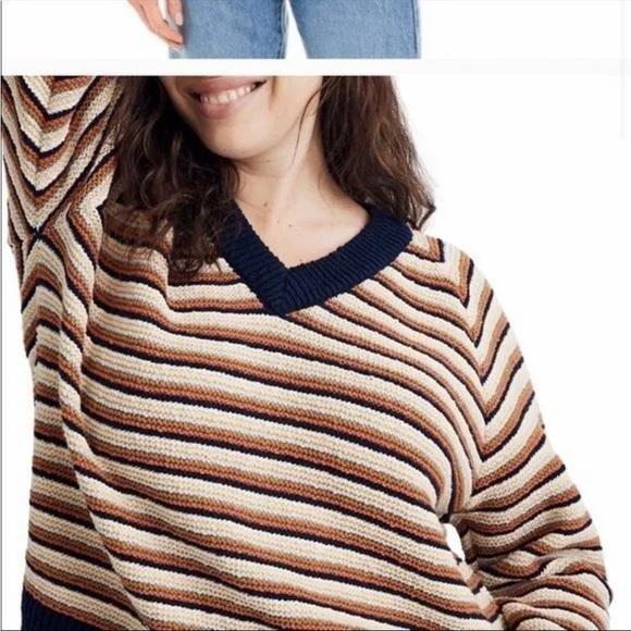 Madewell Arden Striped Pink Pullover Knit Sweater NWT - Picture 3 of 16